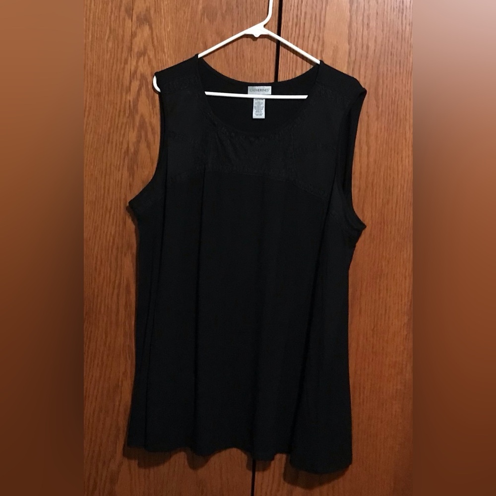 Catherines Size 2X 22/24W Black Sleeveless Tank with Scoop Neck Top Shirt